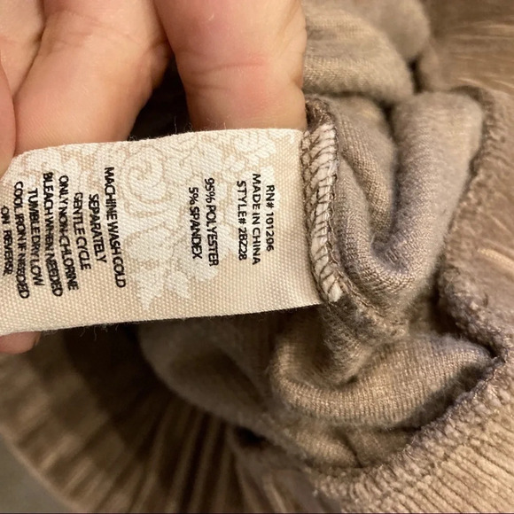 Soft Surroundings Velvet Ribbed Wide Leg Pants Sz M Latte - Picture 5 of 6